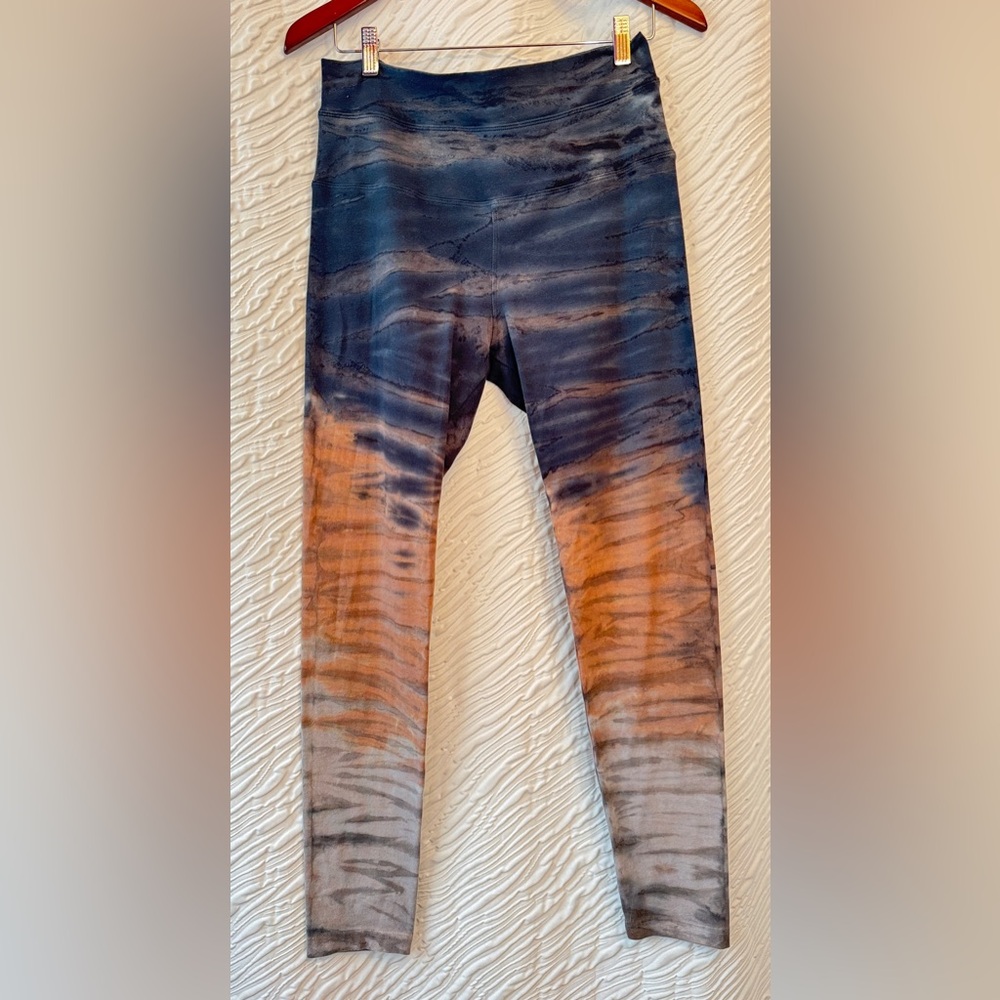 Stylish Tie-Dye Gray and Orange Yoga Pants